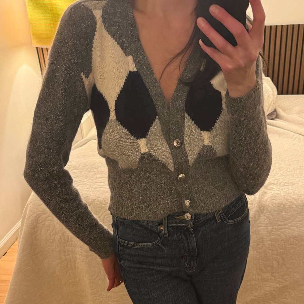 Silk,, Angora & Lambswool blend  Argyle Women's Sweater